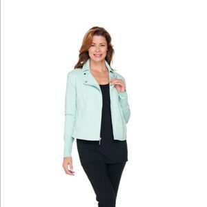 🚨 3 for $25 - H By Halston French Terry Motorcycle Jacket With Rib Detail